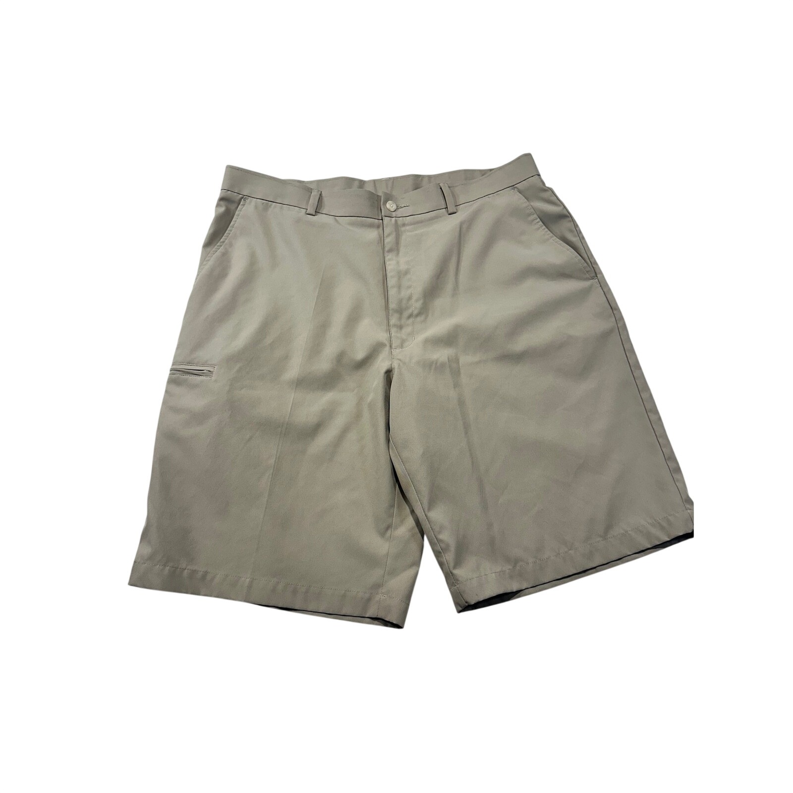 Grand Slam Golf Mens Shorts Size 36 Khaki Tan Flat Front Performance Polyester